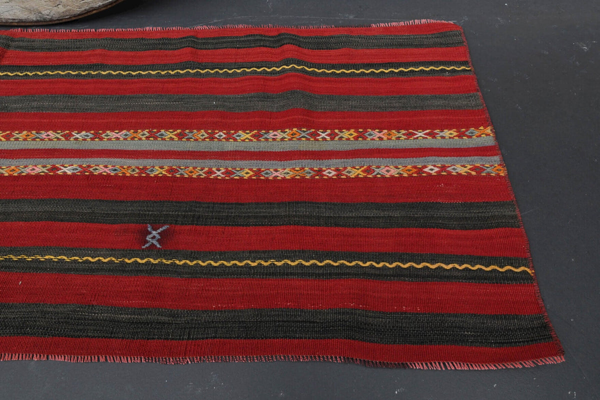 El yapımı vintage yolluk 71x201 cm oryantal desenli yün - üstten görünüm