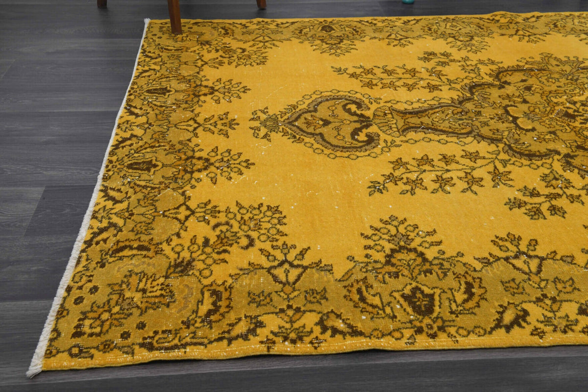 Vintage Anatolian Yellow Area Rug