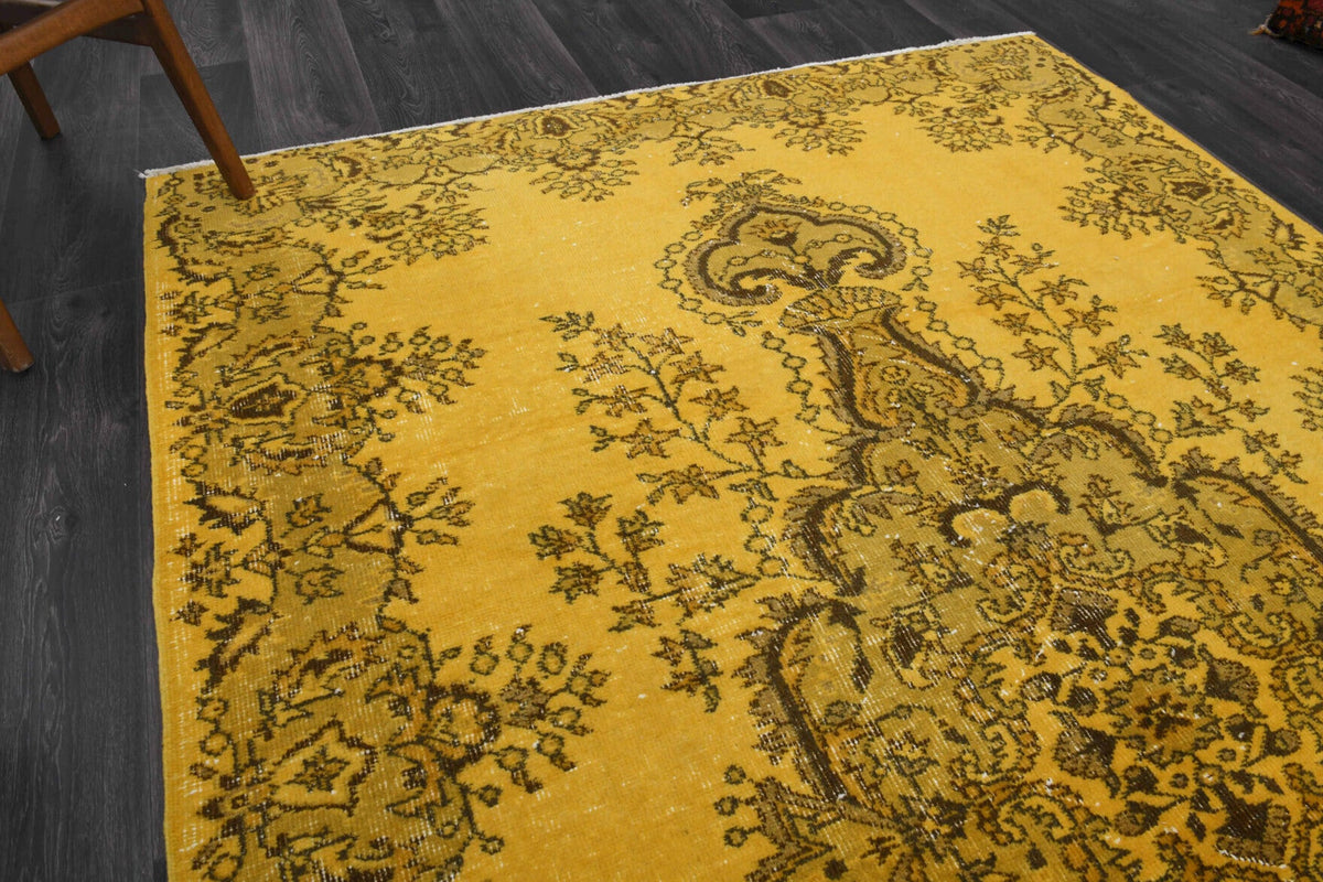 Vintage Anatolian Yellow Area Rug