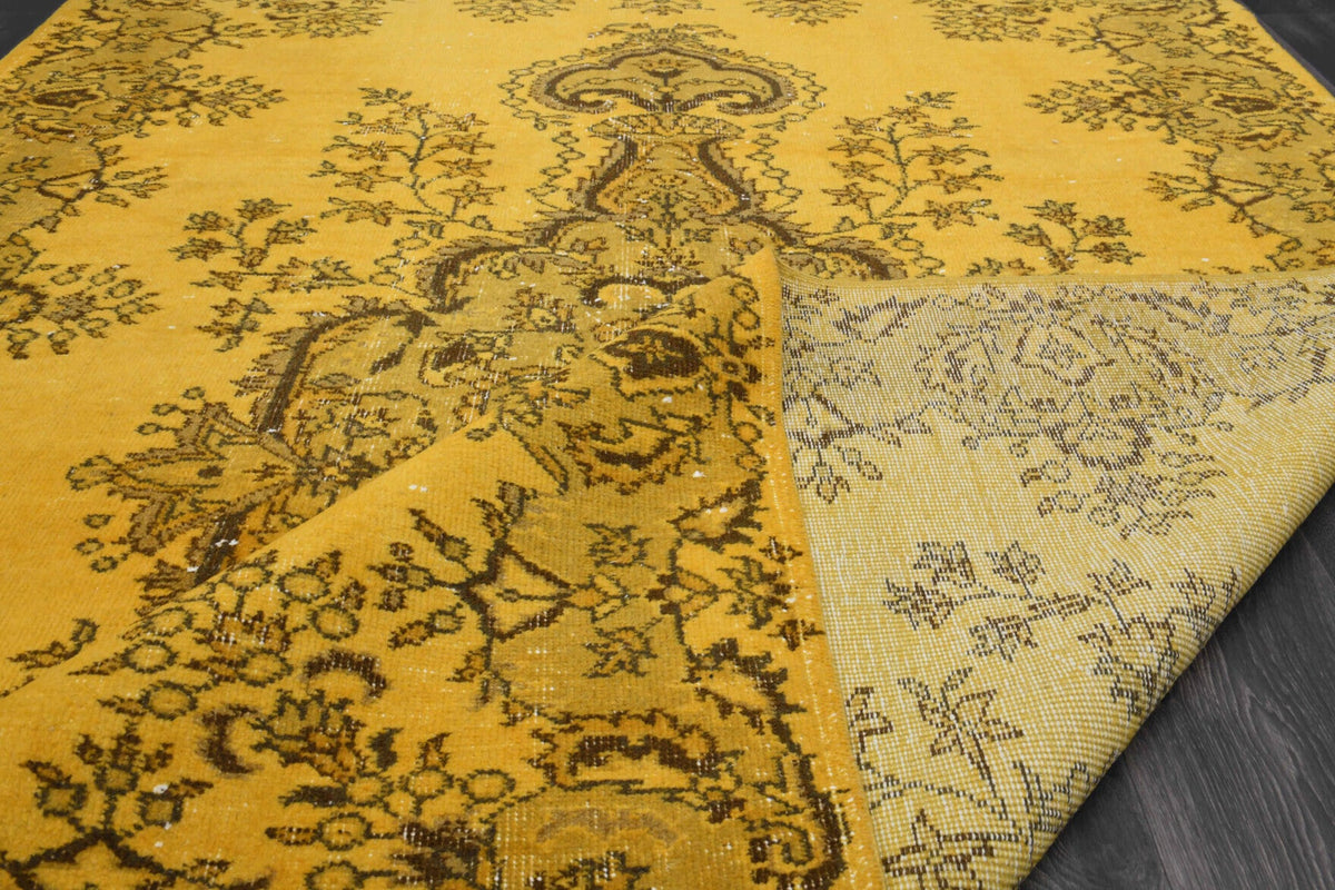 Vintage Anatolian Yellow Area Rug