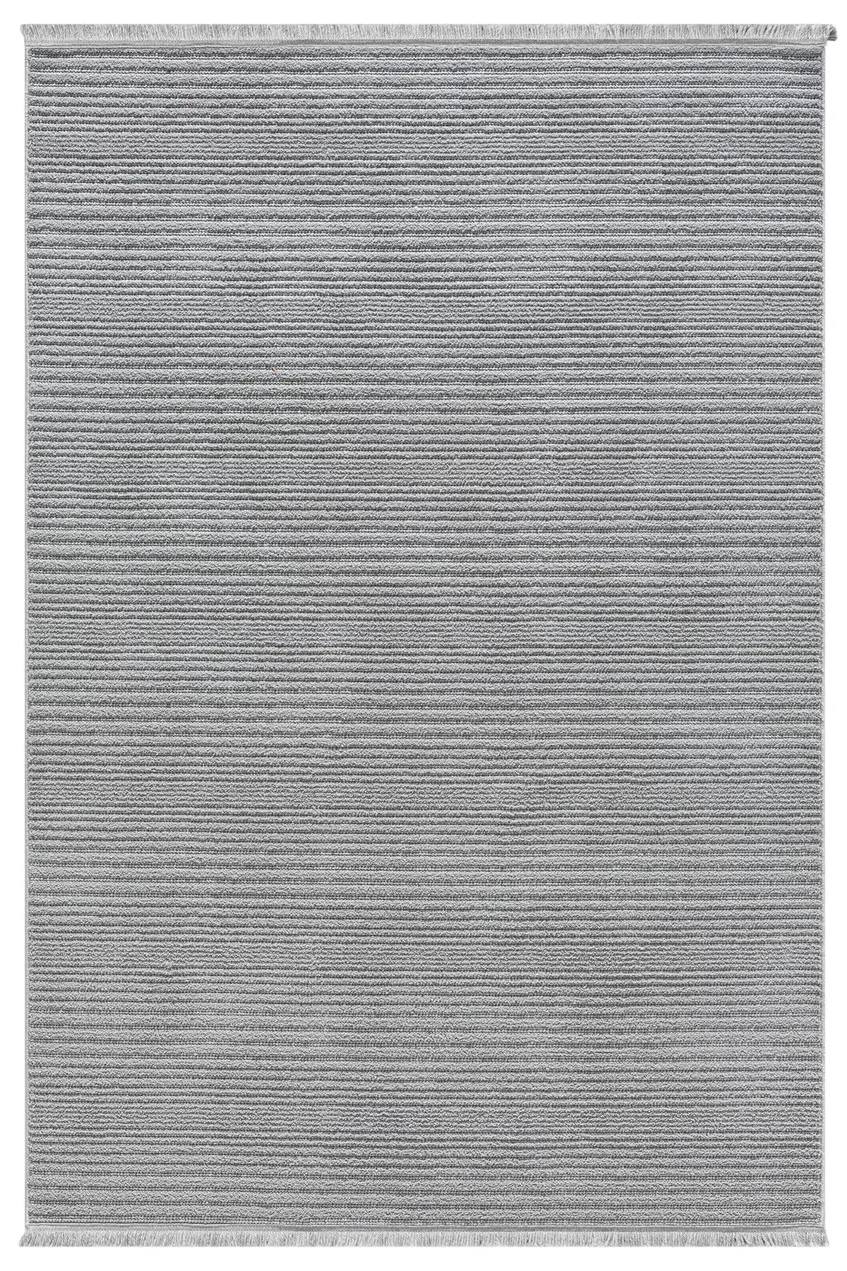 Gri Sade Geometrik Çizgili Modern Halı - 0950GZ