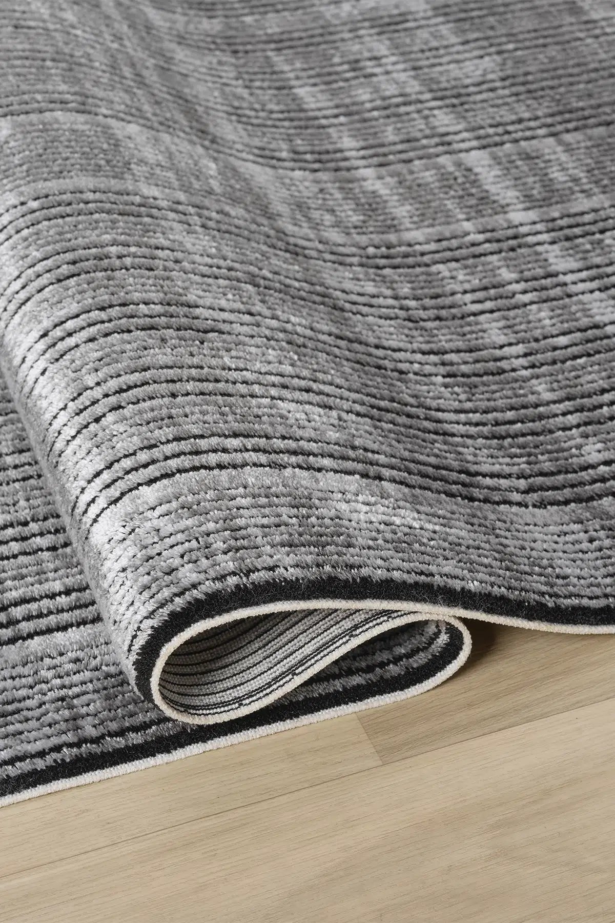 Antrasit Minimalist Çizgili Japon İskandinav Halı - 7005AZ