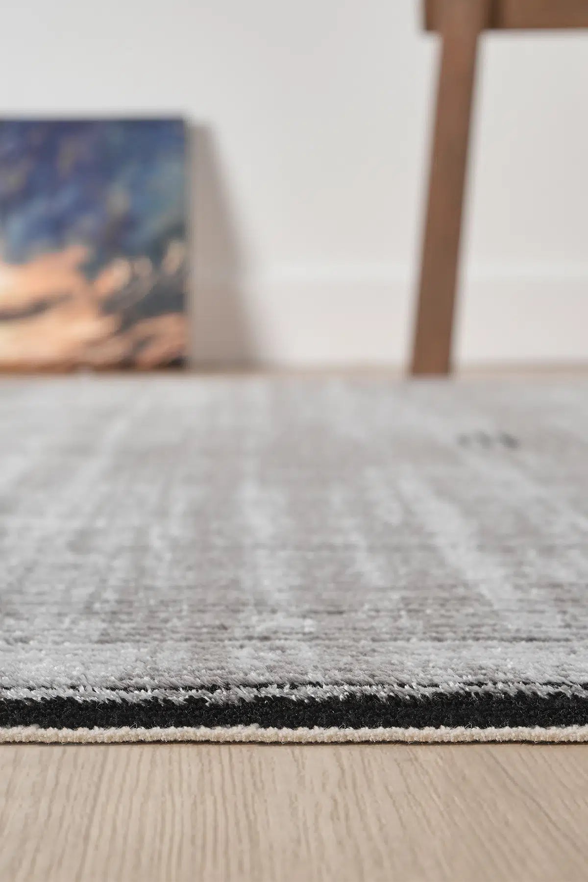 Antrasit Minimalist Çizgili Japon İskandinav Halı - 7005AZ