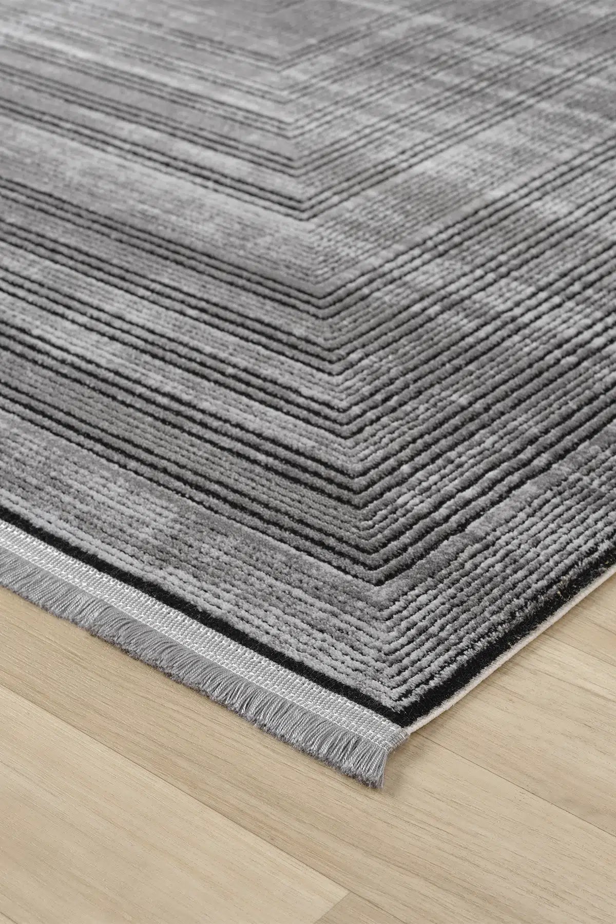 Antrasit Minimalist Çizgili Japon İskandinav Halı - 7005AZ
