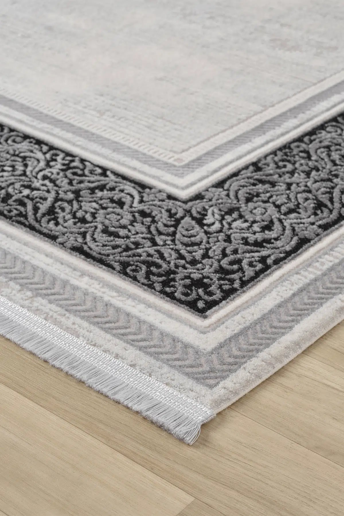 Antrasit Minimalist Çizgili Japon İskandinav Halı - 7006AZ