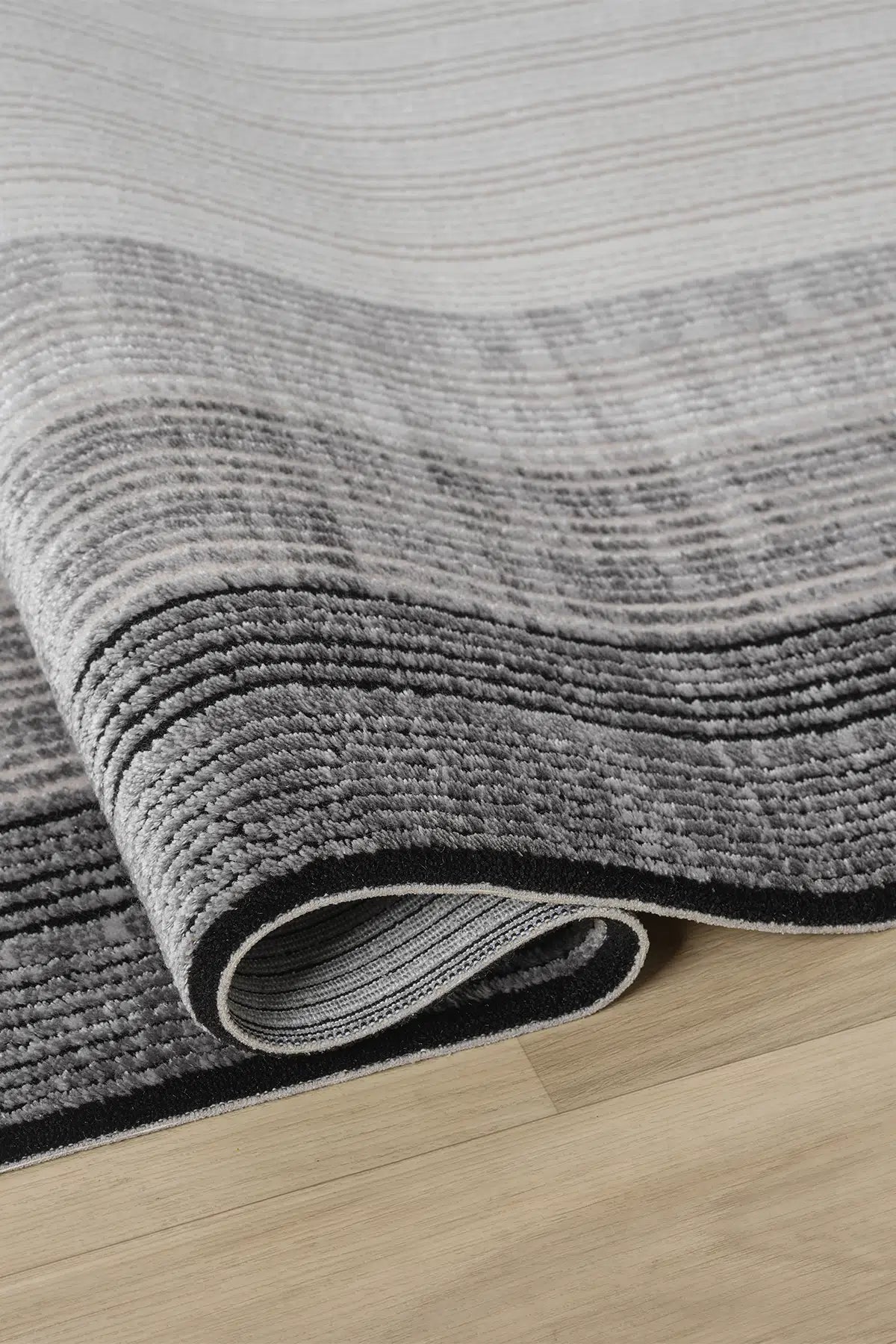 Gri Minimalist Çizgili Japon İskandinav Halı - 7004GZ