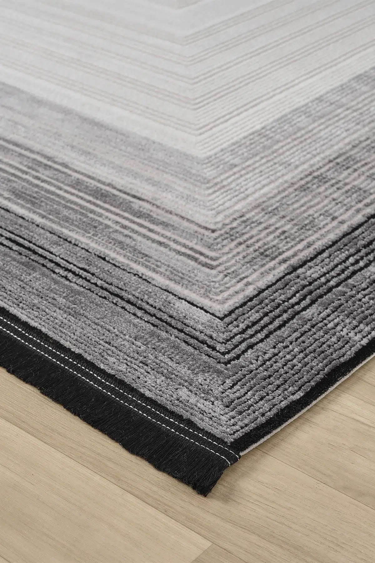 Gri Minimalist Çizgili Japon İskandinav Halı - 7004GZ