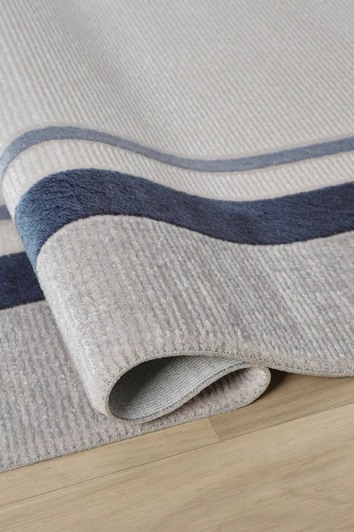 Mavi Minimalist Çizgili Japon İskandinav Halı - 7001MZ