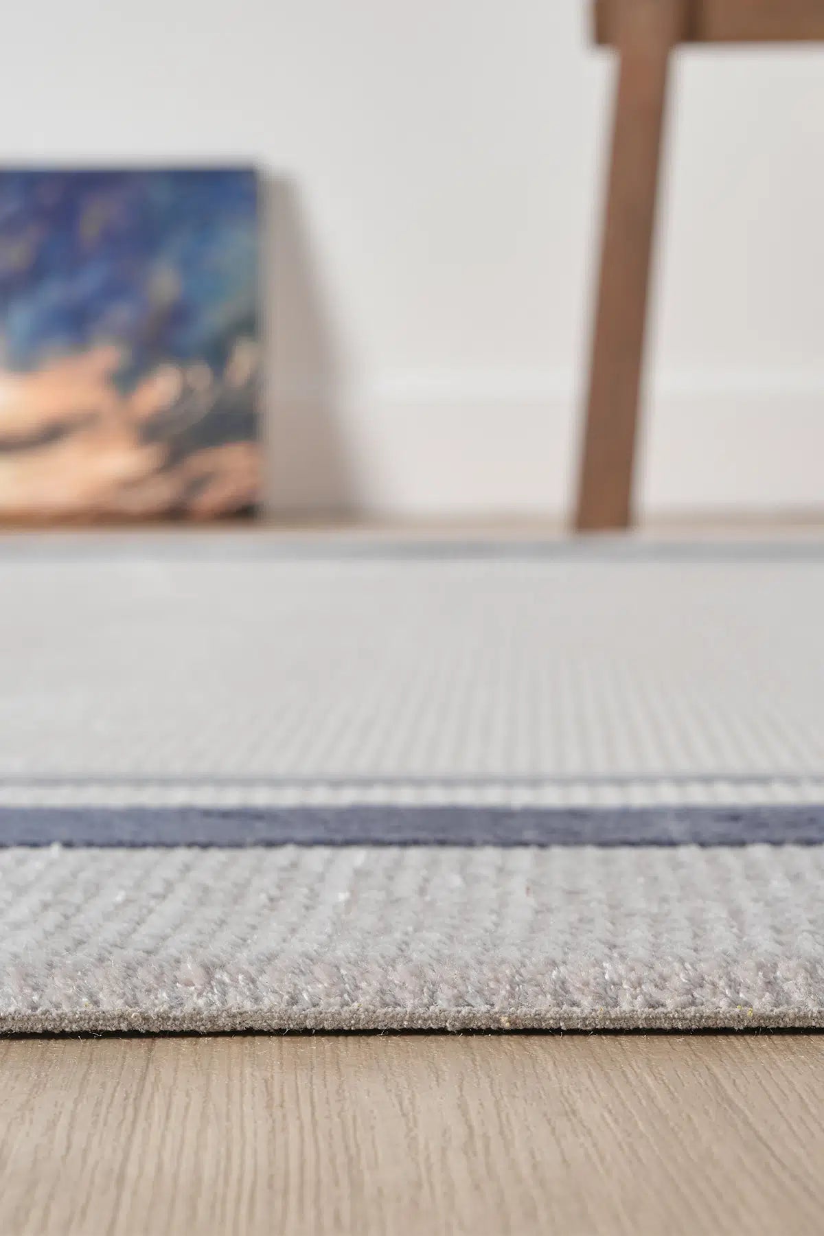 Mavi Minimalist Çizgili Japon İskandinav Halı - 7001MZ