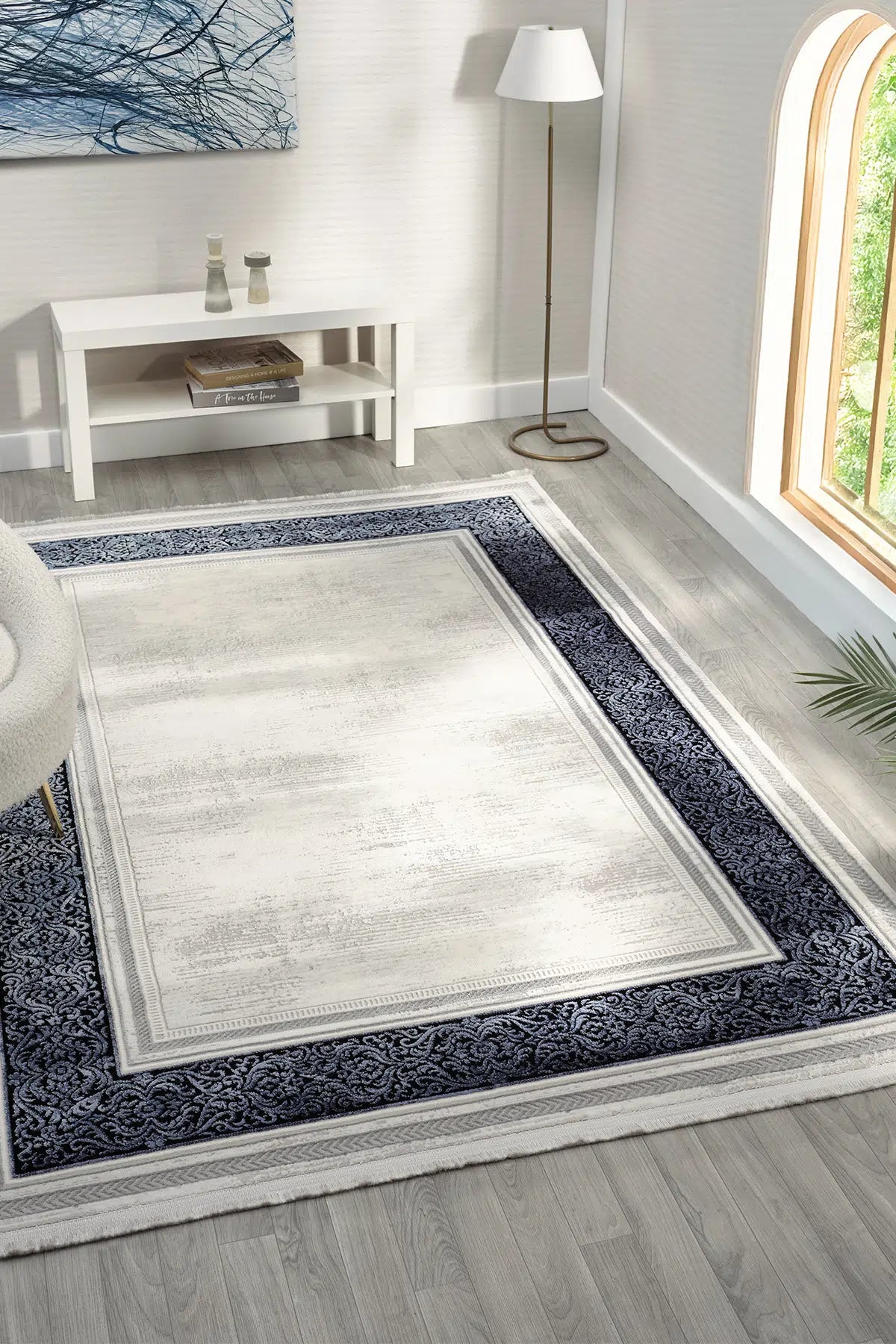 Mavi Minimalist Çizgili Japon İskandinav Halı - 7006MZ